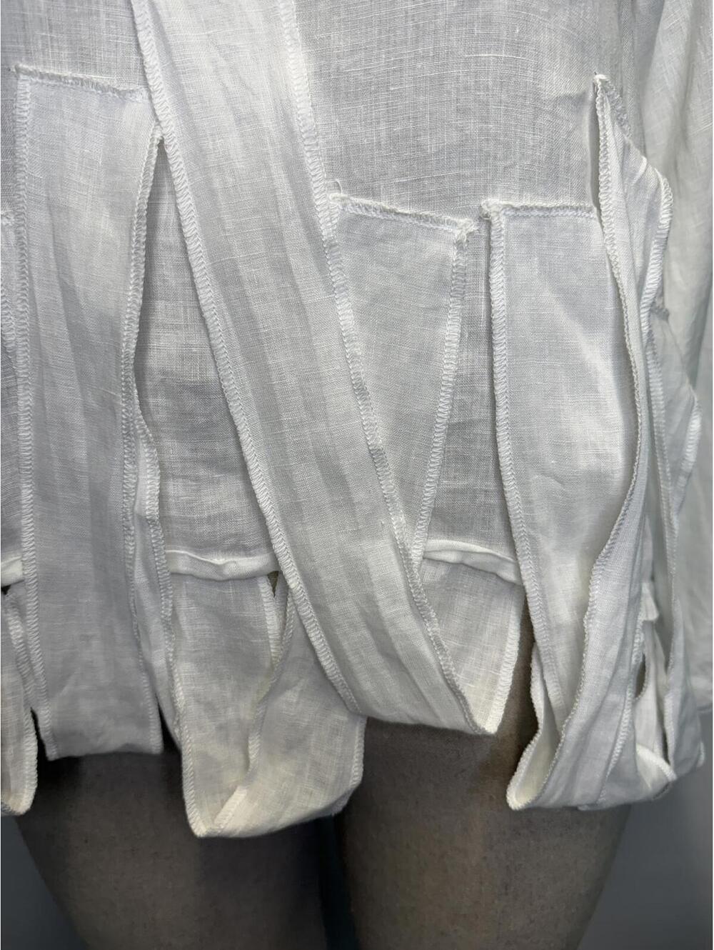 DESIGNER BODIL LINEN WHITE BLOUSE - L - Picture 3 of 8